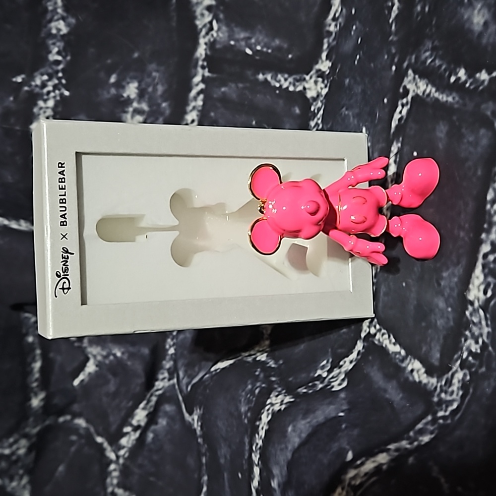 Disney Baublebar Pink Mickey Mouse bag charm/key holder with gold tone accent